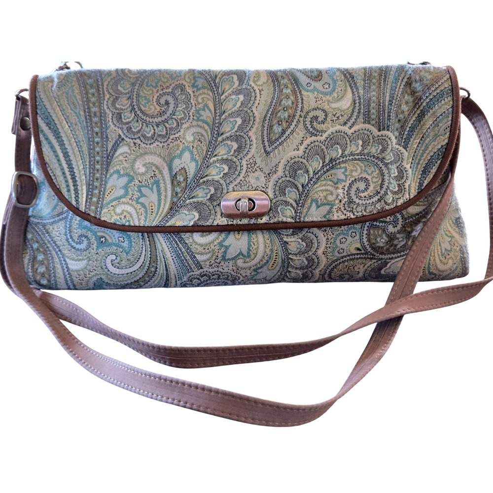 Boho Paisley Vintage Danny K Tapestry Crossbody Bag Teal Green Shoulder Bag